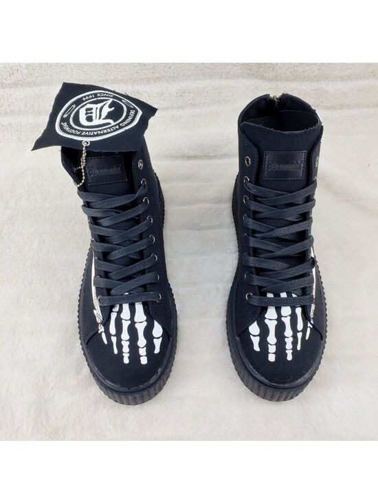 Demonia Other - Demonia Sneeker Mens X-Ray Graphic Bone Creeper Sneaker Flame Tread Goth Punk